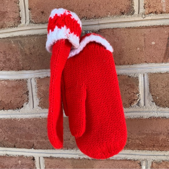 Vintage mittens. Santa mittens. Red mittens - Picture 3 of 4